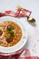 Homemade beans stew with sausage from above