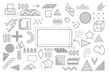 Memphis geometric elements for design. Vector illustration for web, sale, posters, advertising, template, promotion.