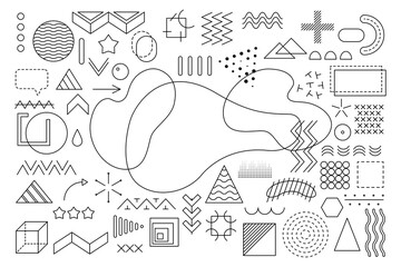 Memphis geometric elements for design. Vector illustration for web, sale, posters, advertising, template, promotion.