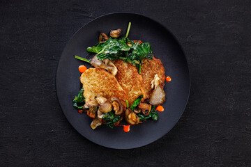 Hash brown potato, tasty vegetable vegan pancakes