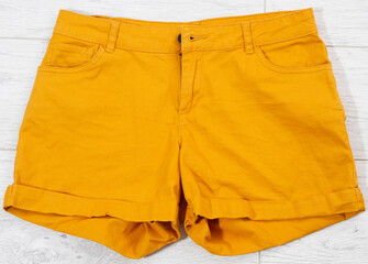 orange shorts close up top view shorts background