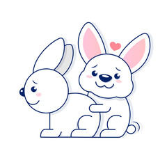 vector illustration of cartoon rabbits different breeds. Fine bunnys for veterinary design