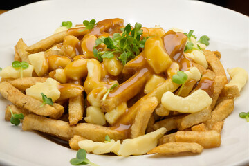 Traditional French Canadian poutine.  House cut fries, gravy, and Montreal cheese curds.