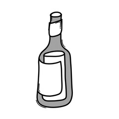 Wine bottle doodle vector icon. Drawing sketch illustration hand drawn line eps10