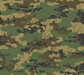 Forest camouflage pattern, seamless vector print. Classic background. © Sanvel