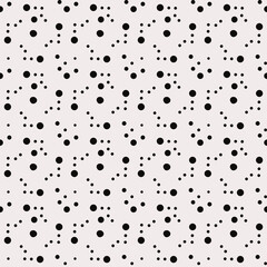 Black Bubbles Pattern. White Background And Black Circle Bubbles. Seamless Ornament With Small Bubbles. Vector.