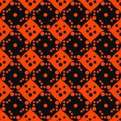 Orange And Black Rhombuses Psychedelic Pattern. Seamless Abstract Shapes Pattern.