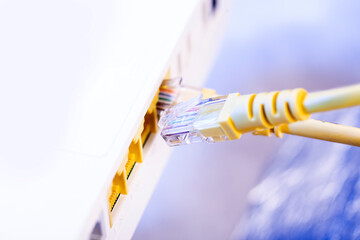 Two network cables connected to the hub