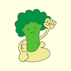 broccoli vegetables with happy and spirit emotions vector image