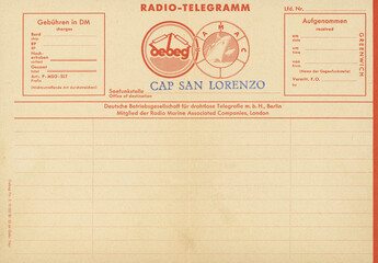 vintage retro alt old funkzettel cap san lorenzo seefahrt schifffahrt nautical radio-telegramm...