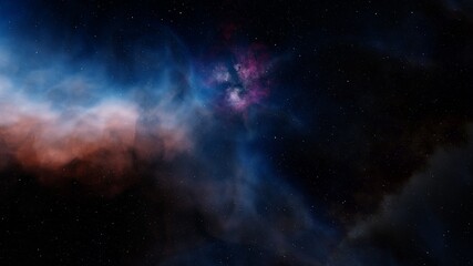 Naklejka na ściany i meble colorful space background with stars, nebula in deep space 3d render