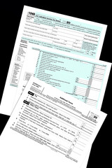 Fototapeta na wymiar 2020 IRS tax forms on a desktop.