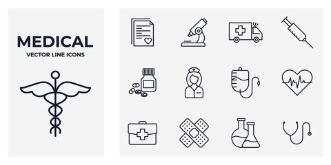 Set of Medicine and Health icon. Medical Assistance pack symbol template for graphic and web design collection logo vector illustration