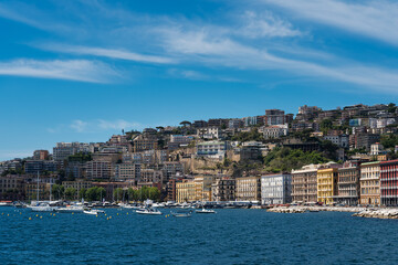 View of the coast of Naples in sunny day, Italy.