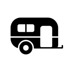 Caravan trailer vector glyph icon. Camping sign