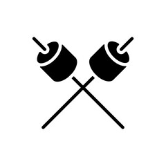 Marshmallow on wooden stick vector flat glyph icon