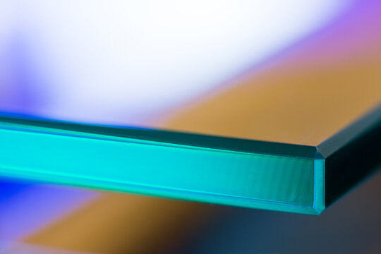 Float Cut Glass Machined Edge Closeup Abstract