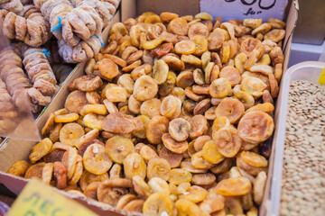 Dried figs , healthy sweet food, sell on local marketplace outdoor