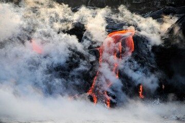 Coulées de lave du volcan Kilauea à Hawaii