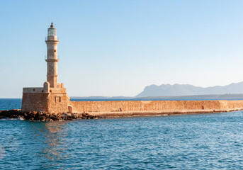 Chania beacon on Crete island, Greece