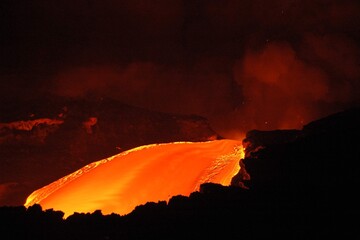 Coulées de lave du volcan Kilauea à Hawaii