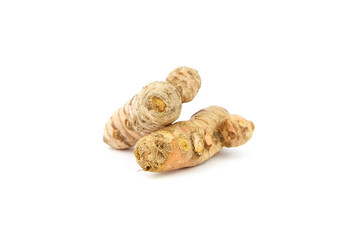 Turmeric roots isolated on white background. Curcuma