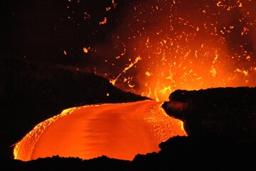 Coulées de lave du volcan Kilauea à Hawaii