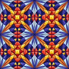 Ceramic tile pattern. Decorative abstract background. Traditional ornate mexican talavera, portuguese azulejo or spanish majolica