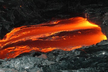Coulées de lave du volcan Kilauea à Hawaii