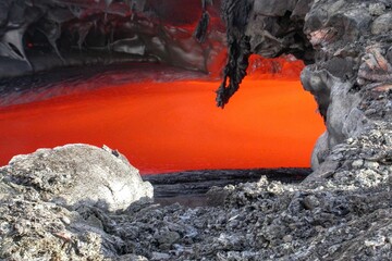 Coulées de lave du volcan Kilauea à Hawaii