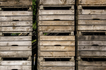 stack of wooden pallets, old wooden crate, old wooden box