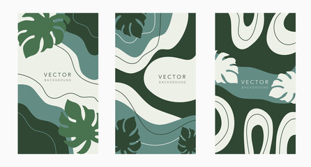 Vector set of abstract creative backgrounds in minimal trendy style 