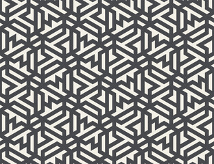 Vector seamless pattern with monochrome striped elements. Abstract geometric texture. Stylish background with  repeating geometric shapes.