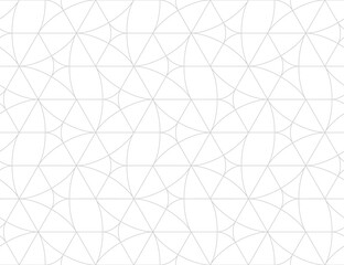 Seamless linear pattern with thin curved lines on white. Monochrome abstract linear pattern. Decorative vector lattice. Modern bacground.