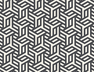 Vector seamless pattern with monochrome striped elements. Abstract geometric texture. Stylish background with  repeating geometric shapes.