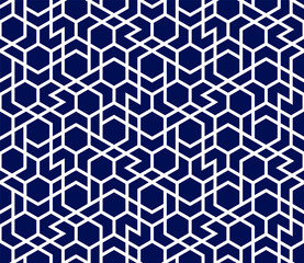 Seamless geometric pattern with straight stripes, stars and polygons. Abstract geometric wallpaper. Stylish background in Arabic style. Vector rapport for swatches.