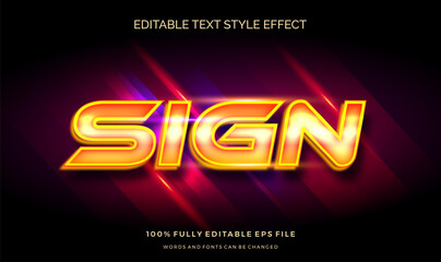Editable text style effect  with shiny glowing yellow  vector design template.	

