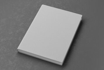 Mockup of notepad on gray table. Blank blank notepad to advertise your design. 3d rendering.