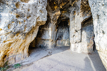Interior walls of the limestone cave Duivelsgrot (devil's cave) or Wijngaardgroeve (vineyard...