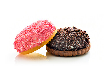 circles sweet cookies with marshmallows and sprinkles cookies