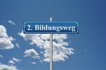 German word Second educational path on road sign education school