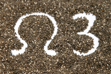 Chia Seed Background with symbol  omega 3