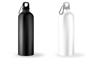 Fitness running blender Bike metal reusable drink flask. 3d realistic vector mockup. Illustration of container water for sport bike and fitness.
