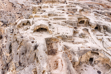 Ancient cave city Uplistsikhe, Georgia. Drone view