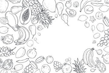 Graphic fruits. Vector background.