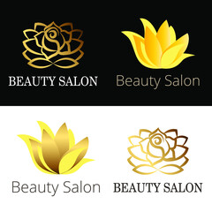 flower logo set rose, lotus, for beauty salon, beauty shop, spa salon, flower shop, makeup artist