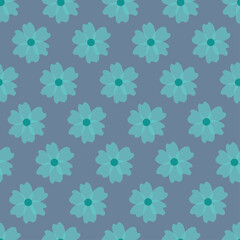 Cute floral pattern in the small flower. Ditsy print. Seamless vector texture. Elegant template for fashion prints. Printing with small blue flowers. blue dark background.