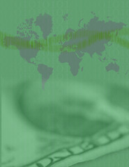 World map and binary code