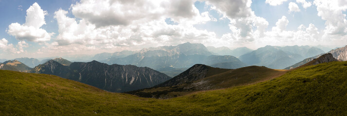 Panorama view of Friederspitze mountain in Bavaria, Germany