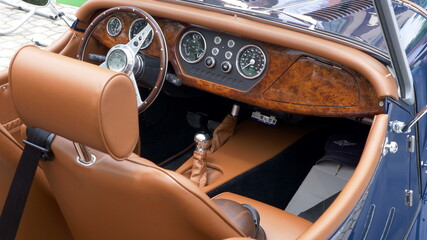 Interior View of Restored 50s Vintage Automobile